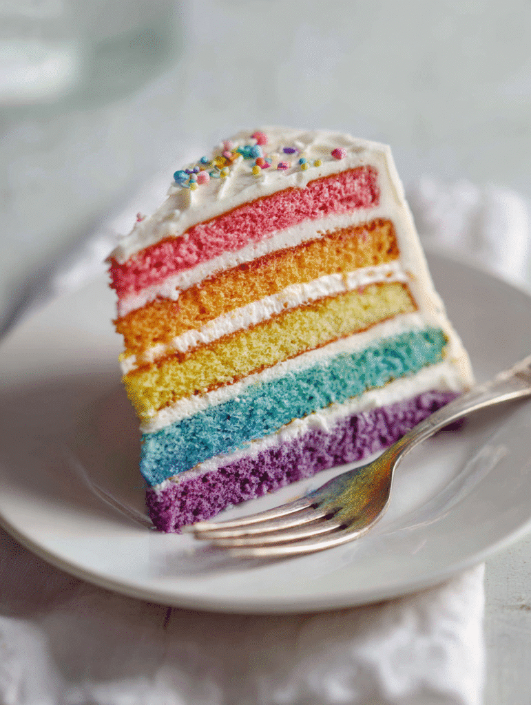A slice of unicorn cake