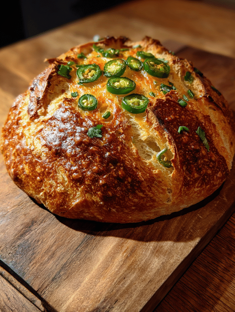 vegan jalapeño cheddar artisan bread recipe baked loaf