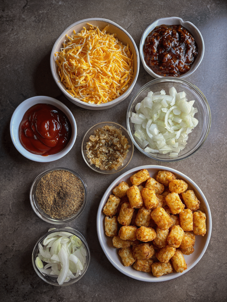 ingredients of Big Mac Tater Tot Casserole