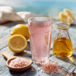 Pink salt recipe drink with lemon and honey