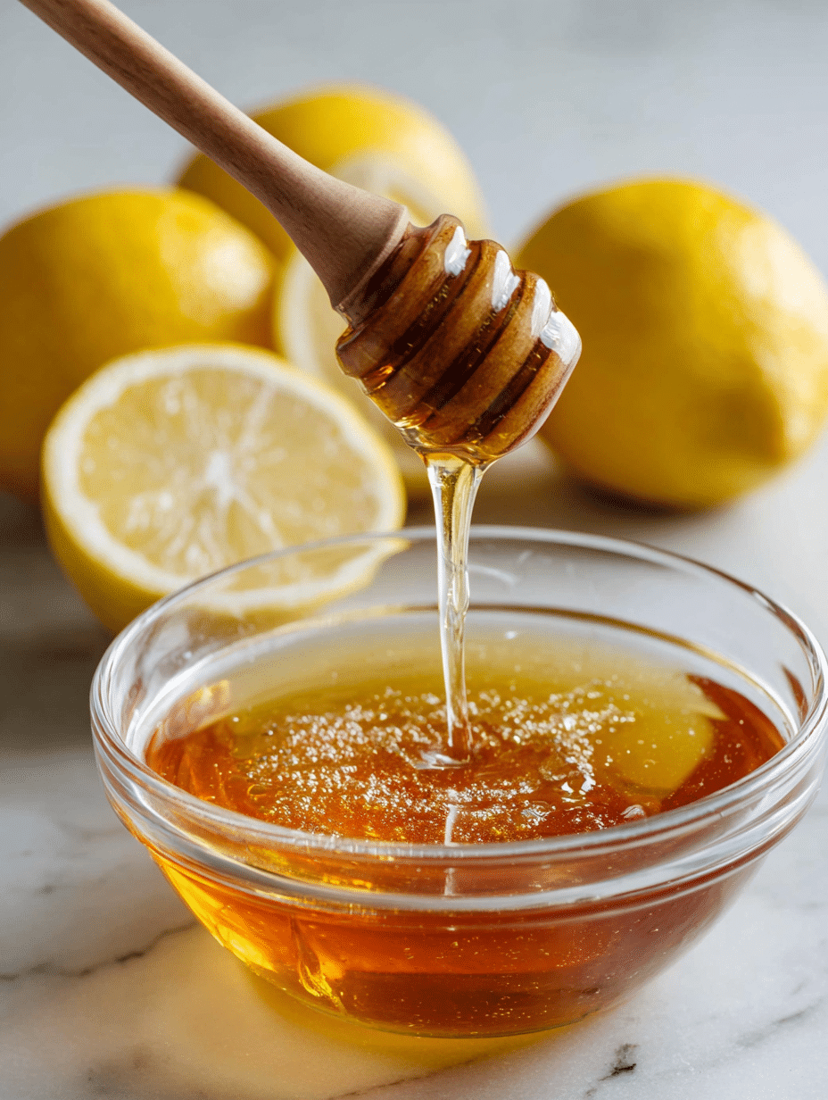 Canaan honey trick mixing spoon with honey and lemon in glass bowl