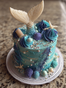 mermaid cake recipe ocean colors buttercream and candy tail