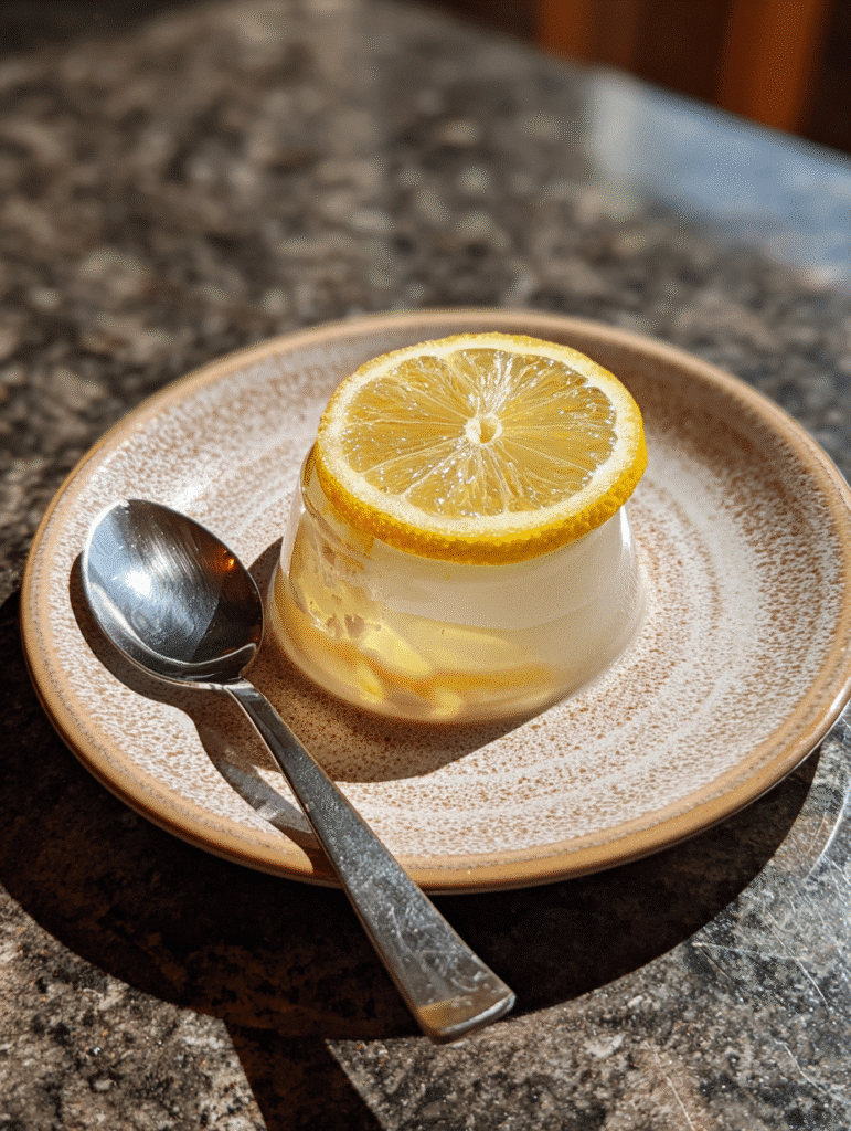 bariatric gelatin recipe finished bariatric gelatin recipe with lemon slice garnish and spoon