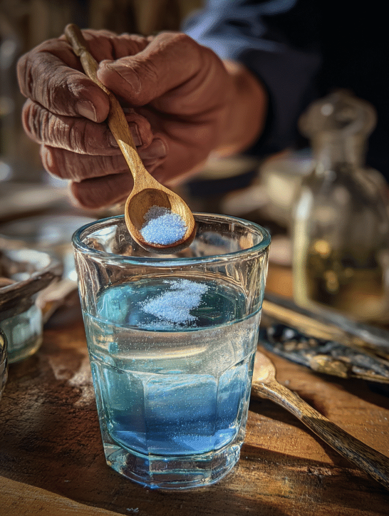 Mixing horse salt trick drink for men
