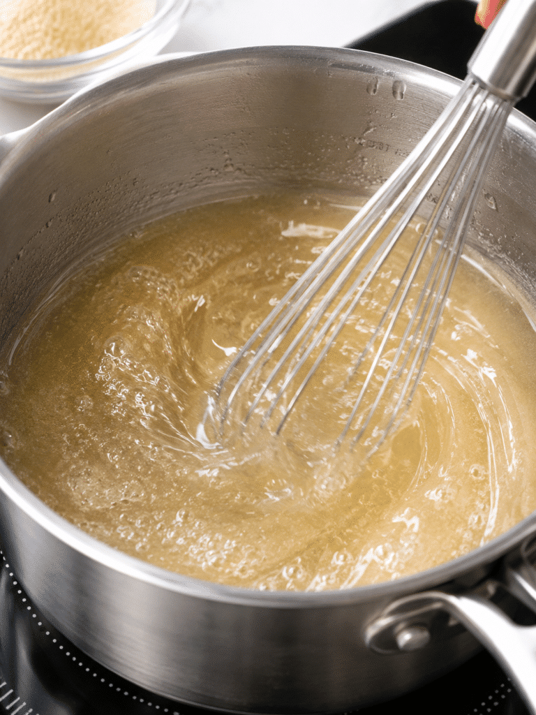 Horse gelatin trick for men gelatin being mixed in saucepan